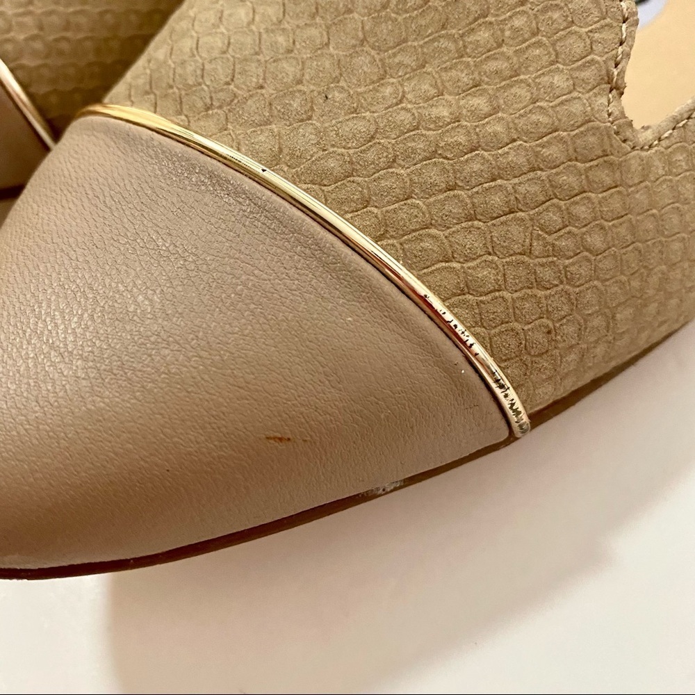 Calvin Klein Tan Pointed-toe Leather Flat Shoes 8.5 Slip-on Cap Toe Snake Print - Picture 12 of 12